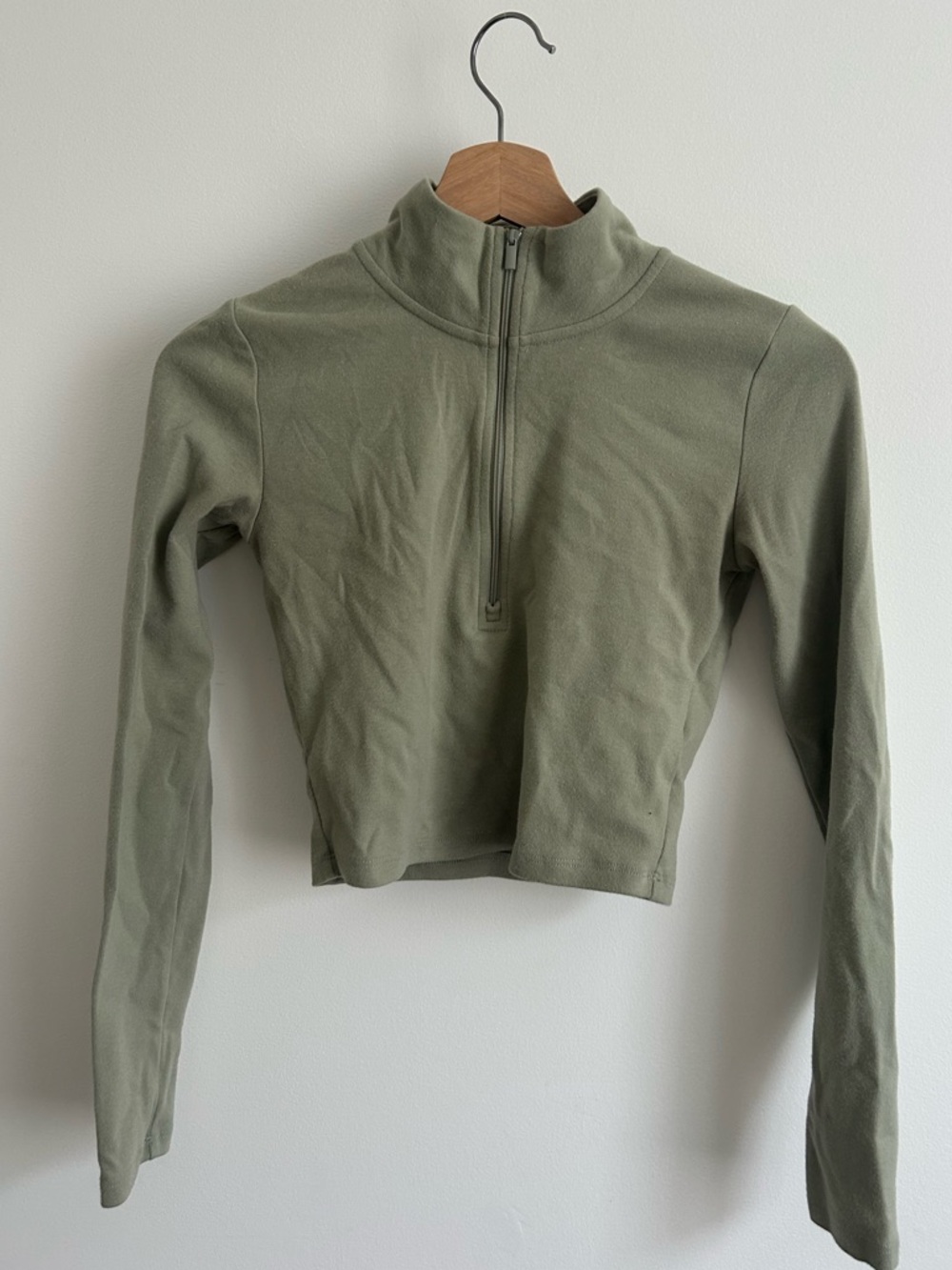 Sunday Best Olive Green Half-Zip Cropped Pullover